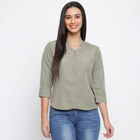 Solid 3/4th Sleeves Shirt, Olive, small image number null