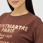 Ladies' Rich Chocolate Brown Cotton Round Neck Casual Crop T-Shirt, Brown, small