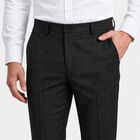 Men's Navy Blue Slim Fit Checked Formal Trousers, Navy Blue, small