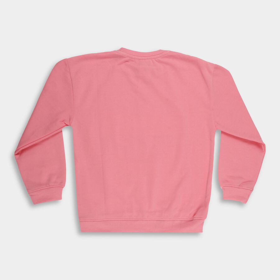 Girls Light Pink Crew Neck Casual Sweatshirt, हल्का गुलाबी, large image number null