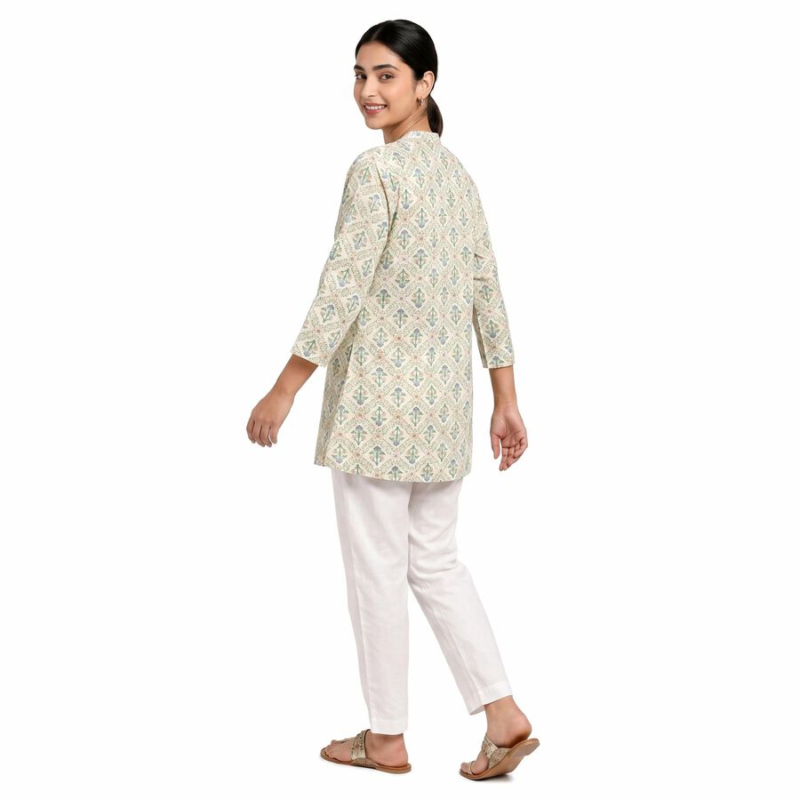 Women's Purple Notch Neck Floral Printed Kurti, Purple, large