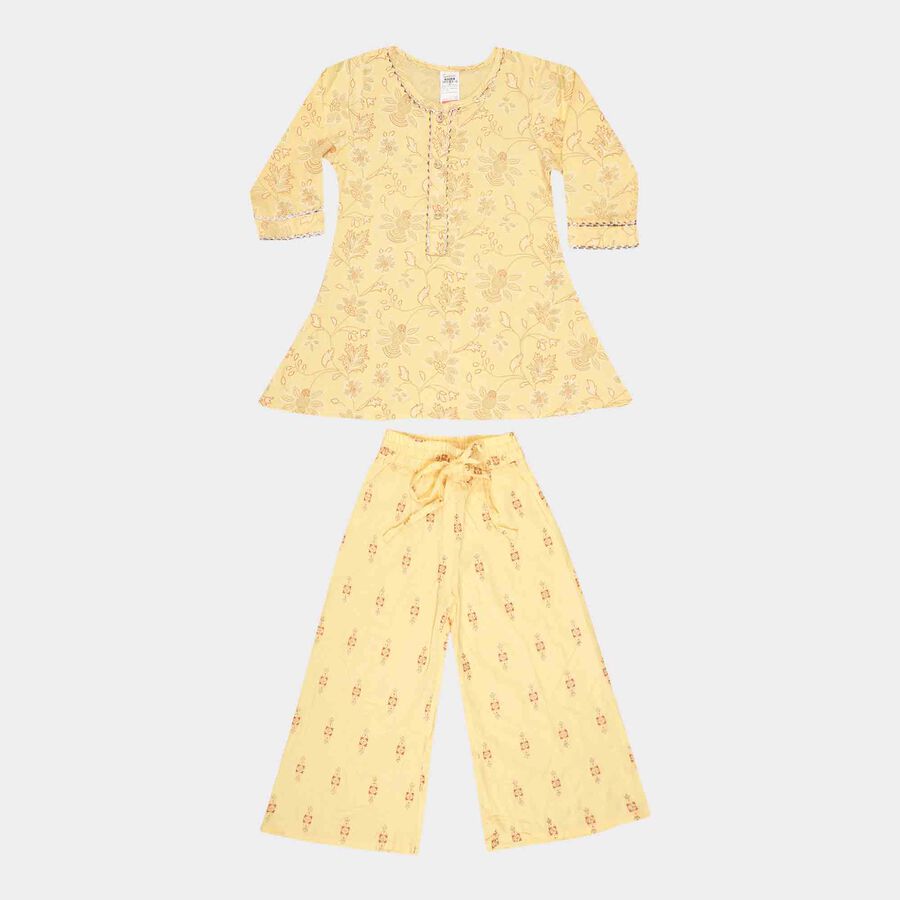 Girls Printed Fusion Clothing Set, Yellow, large image number null