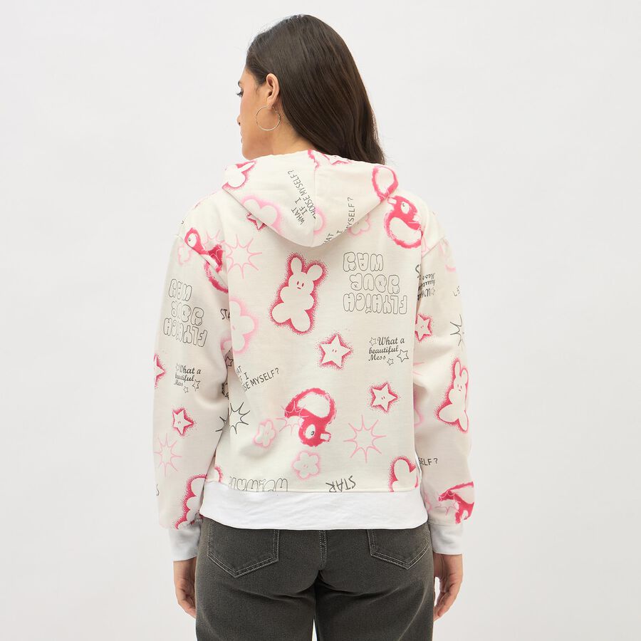 Women's Off White Hooded Casual Sweatshirt, Off White, large image number null