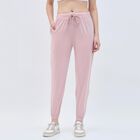 Women's Soft Pink Relaxed Fit Elastic Waist Track Pants, Light Pink, small image number null