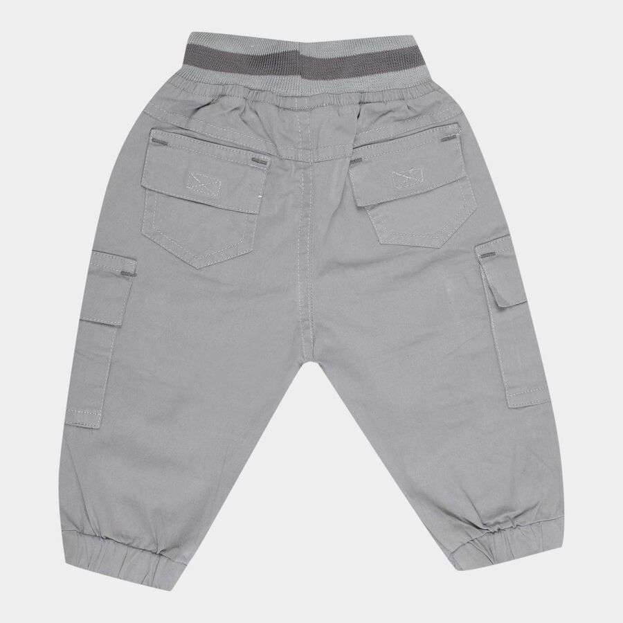Infants Cotton Solid Trousers, Light Grey, large image number null