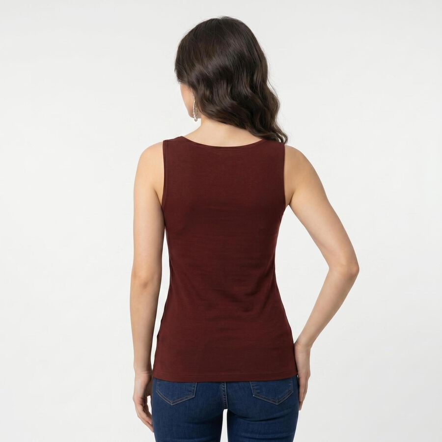 Women Wine Scoop Neck Camisole Slip, Wine, large