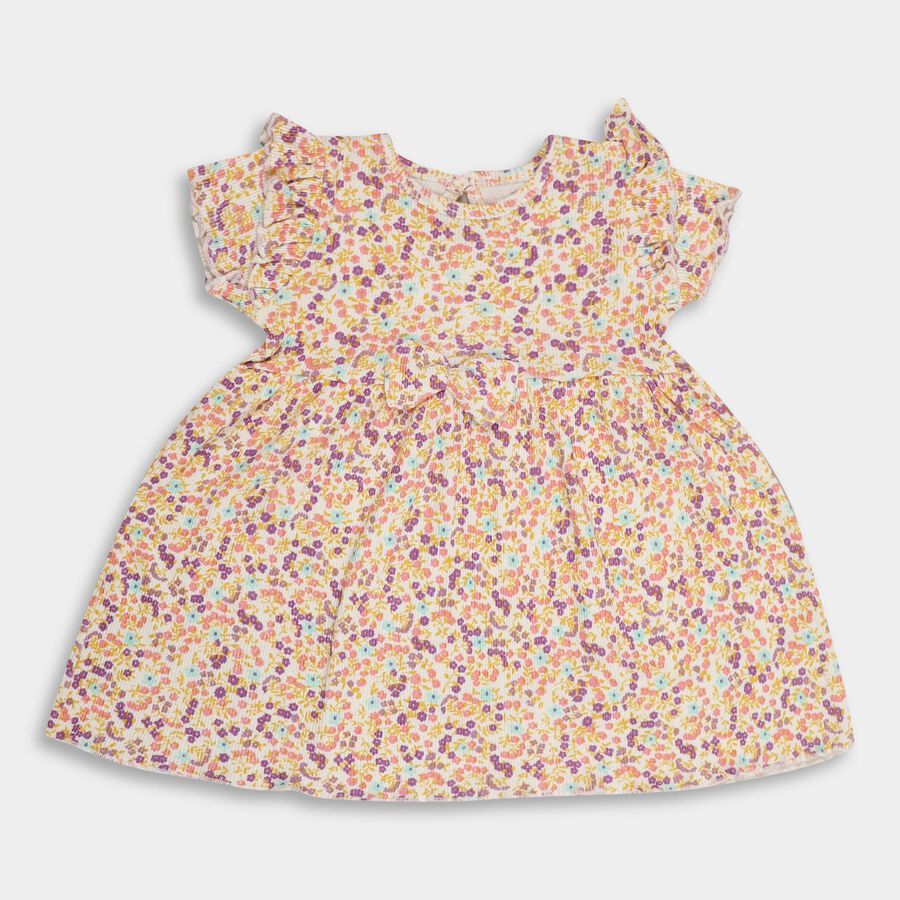 Infant Girls' 100% Cotton Frock , ऑफ व्हाइट, large image number null