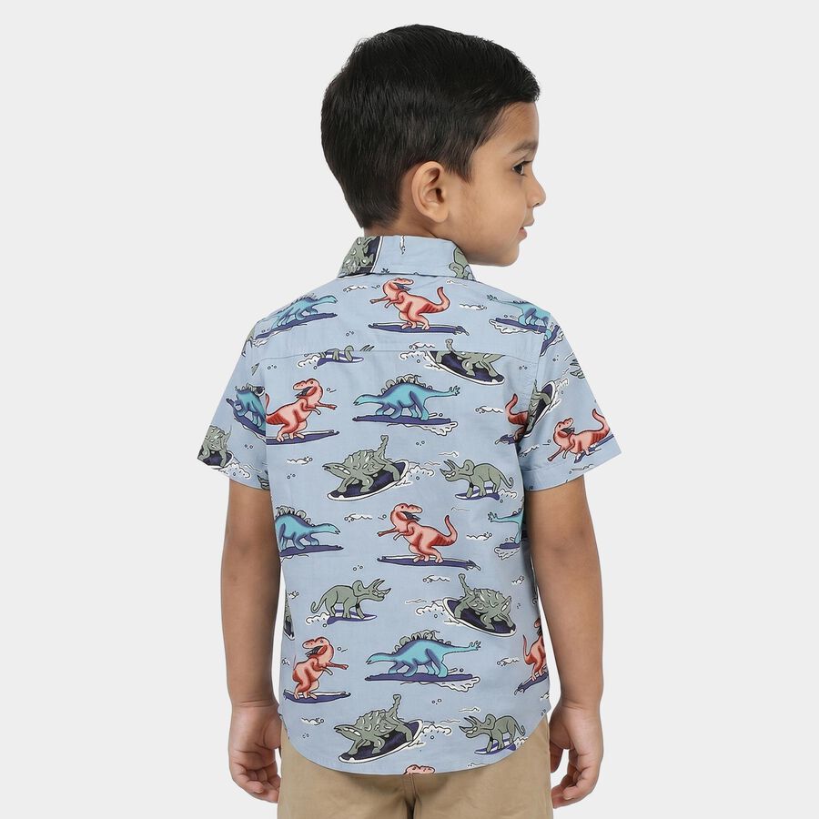 Boys' Light Blue Cotton Regular Fit Casual Shirt, हल्का नीला, large