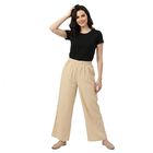 Women's Beige Regular Fit Solid Palazzos, Beige, small