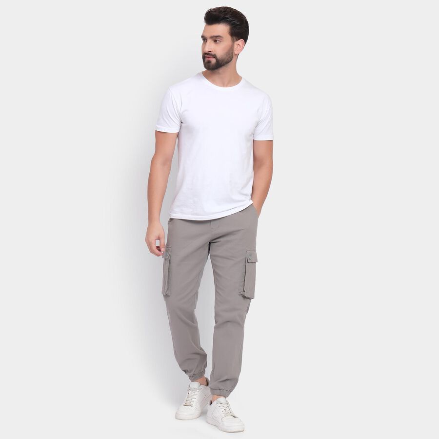Men's Slim Fit Casual Trousers , Light Grey, large