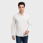 Men's White Striped Casual Shirt, Off White, small