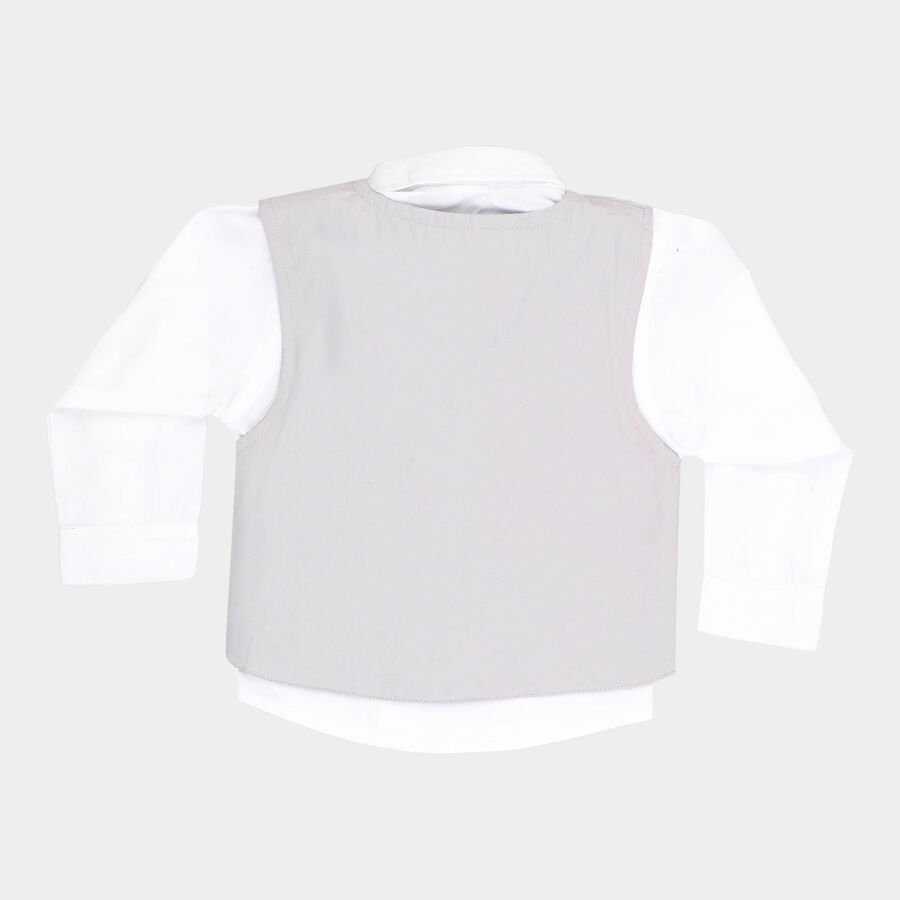 Infants Cotton Solid Casual Shirt, Light Grey, large image number null