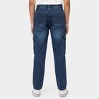 Boys' Blue Regular Fit Elastic Waist Jeans, Mid Blue, small