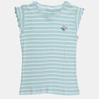 Girls' Mint Round Neck Casual T-Shirt, Light Green, small