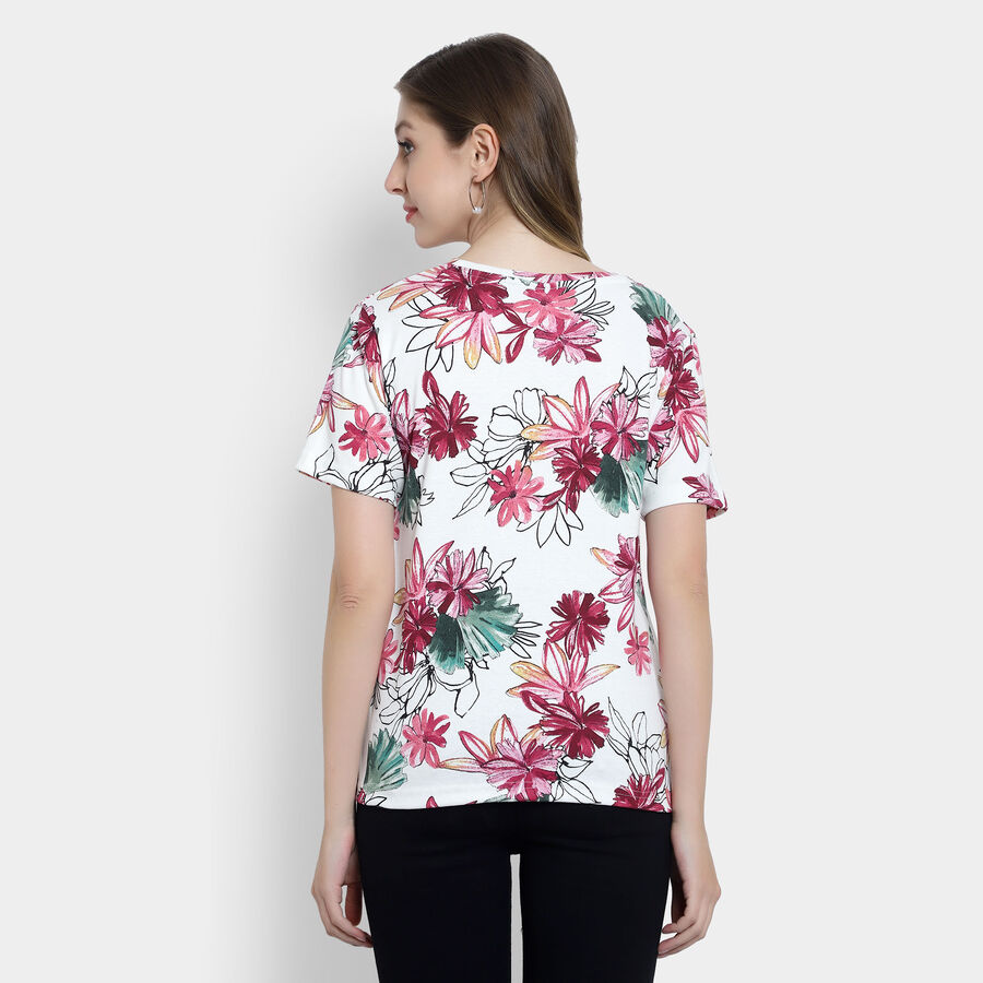All Over Print Round Neck T-Shirt, White, large image number null