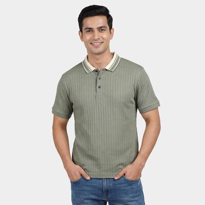 Men's Light Green Polo Collar Classic T-Shirt