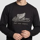 Men's Black Crew Neck Graphic Print Sweatshirt, Black, small
