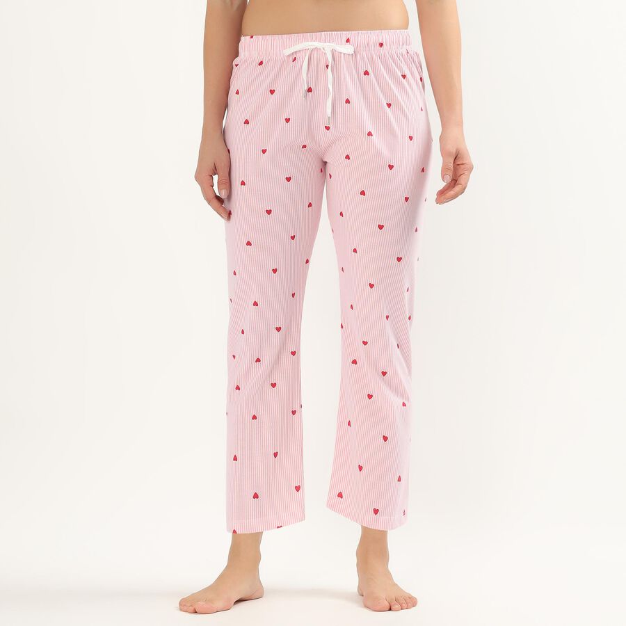 Women's Pink Regular Fit Solid Pyjama, हल्का गुलाबी, large