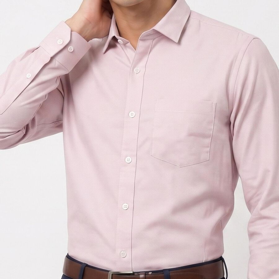 Men's Pink Regular Fit Formal Shirt, हल्का गुलाबी, large