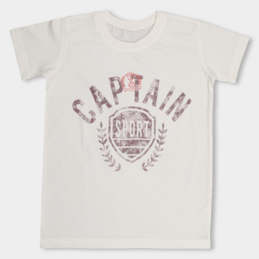 Boys' Half Sleeves T-Shirt , ऑफ व्हाइट, large image number null