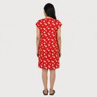 Women's Red Round Neck T-Shirt Style Nighty, लाल, small