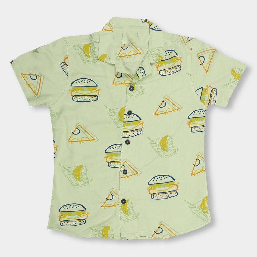 Boys' Light Sage Green Regular Collar Casual Shirt, Light Green, large image number null