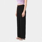 Women's Black Relaxed Fit Textured Wide Leg Harem Pants, काला, small