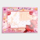 Infants' 100% Cotton Gift Set 5 Pc&nbsp;Gift&nbsp;Set&nbsp;(Top, Shorts, Sheet, Cap, Bib), Peach, small