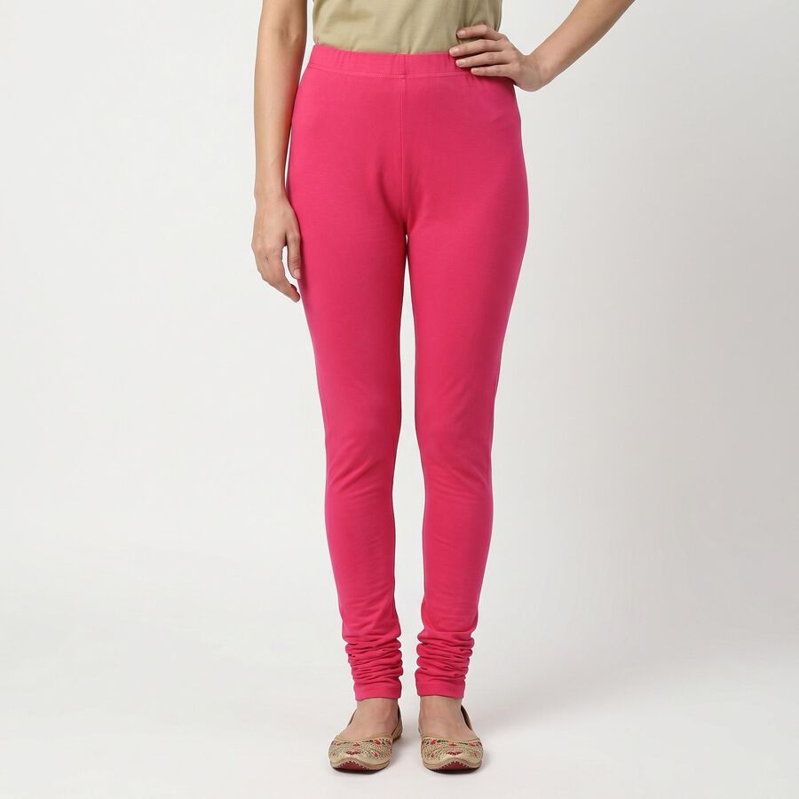 Women's Fuchsia Slim Fit Elastic Waist Churidar, रानी (फ्यूशिया), large