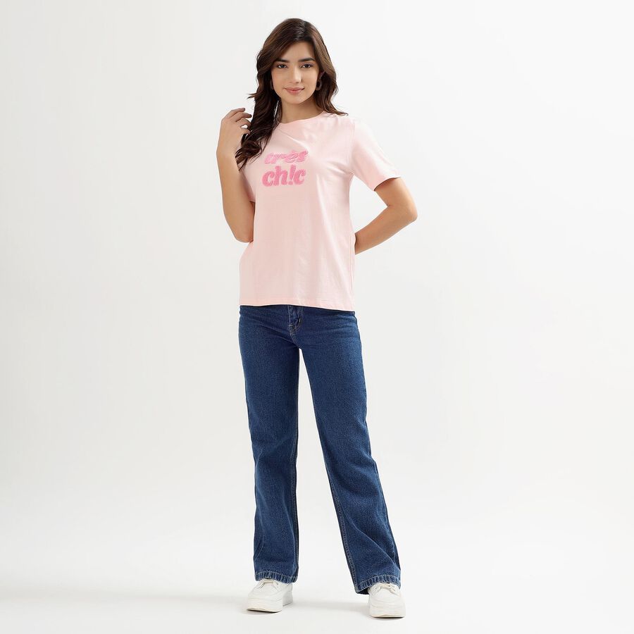 Ladies' Round Neck T-Shirt, Light Pink, large image number null