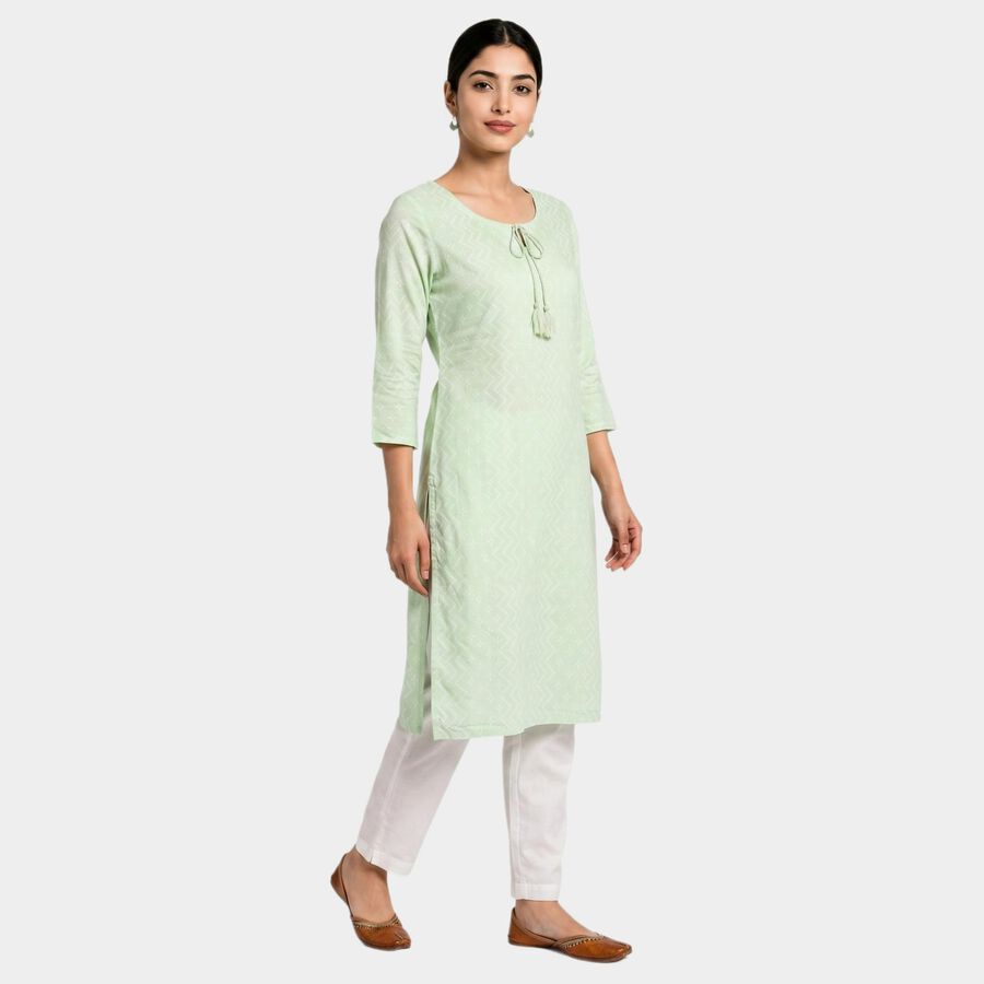 Women's Green NA Straight Kurta, हल्का हरा, large