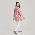 Women's Fuchsia Notch Neck Ikat Printed Kurti, Fuchsia, small