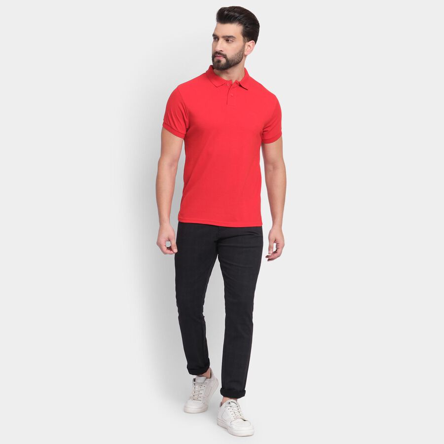 Men's Collared Half Sleeves T-Shirt , Red, large image number null