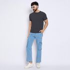 Men's Round Neck Half Sleeves T-Shirt , Navy Blue, small