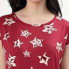 Women's Deep Red Round Neck Casual Nighty, Red, small image number null