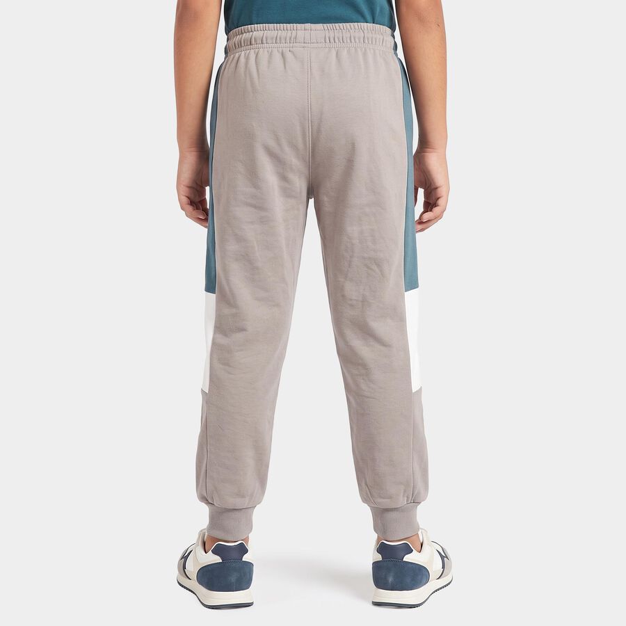Boys Grey Jogger Fit Colorblocked Winter Pyjama, हल्का ग्रे, large