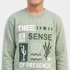 Boys' Mint Green Crew Neck Graphic Print Sweatshirt, Light Green, small