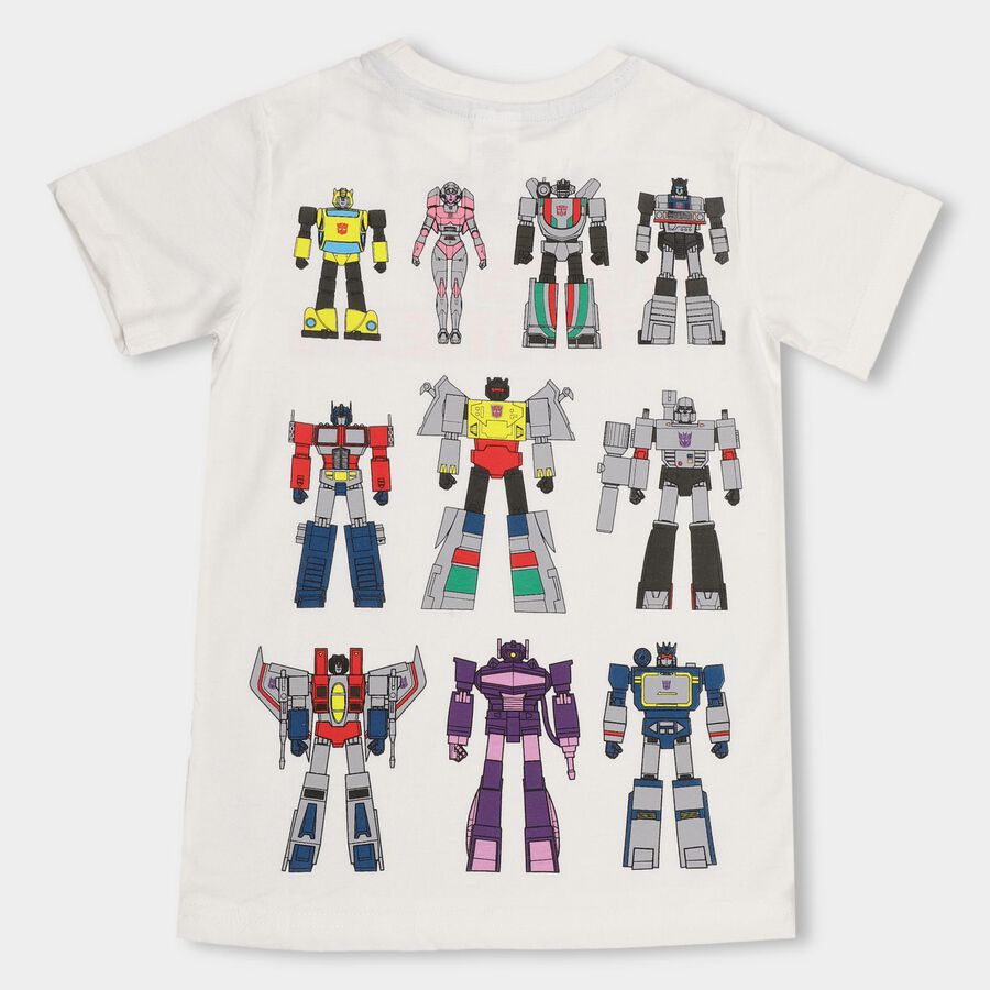 Boys' 100% Cotton Half Sleeves T-Shirt, Off White, large