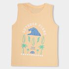 Boys' Light Peach Round Neck Sleeveless T-Shirt, Peach, small