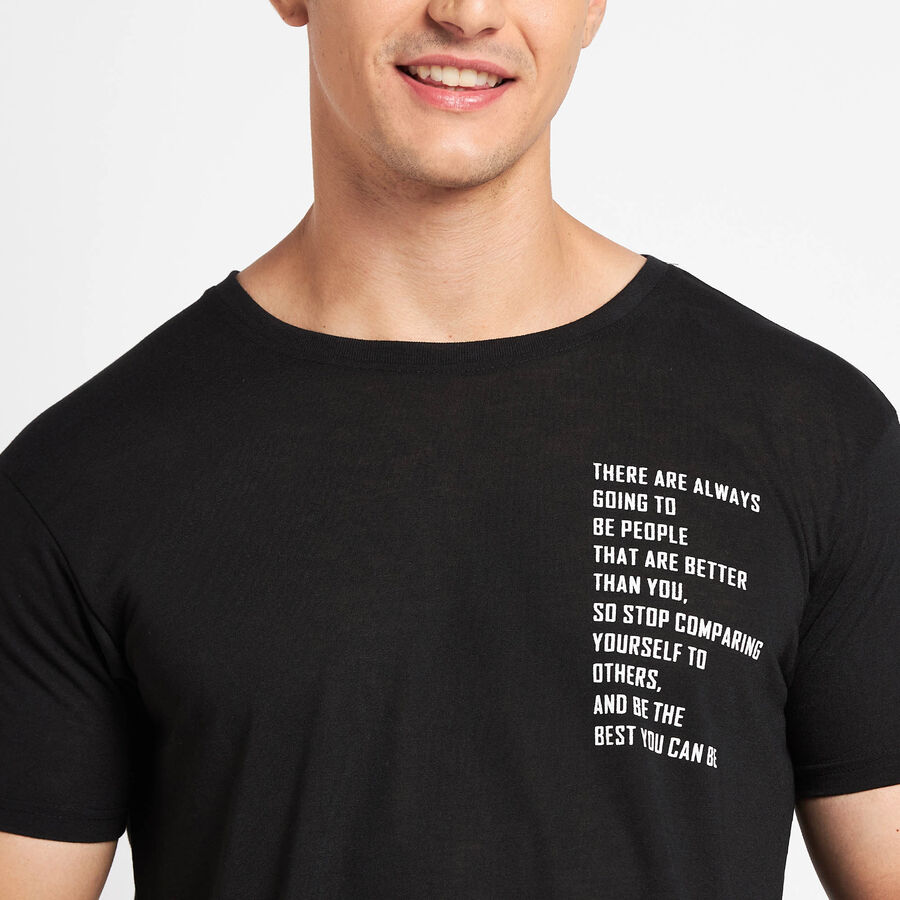 Round Neck T- Shirt, Black, large image number null