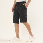 Men's Grey Regular Fit Tropical Print Jamaican Shorts, Dark Grey, small
