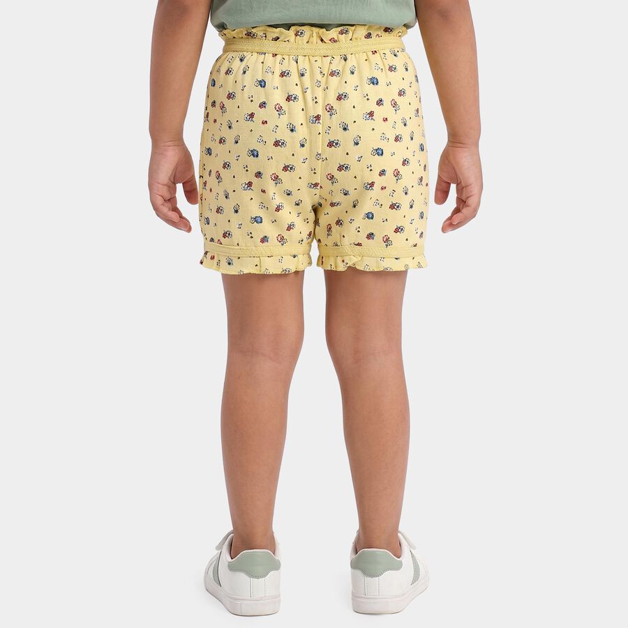 Girls Yellow Regular Fit Floral Printed Bloomer Shorts, Yellow, large