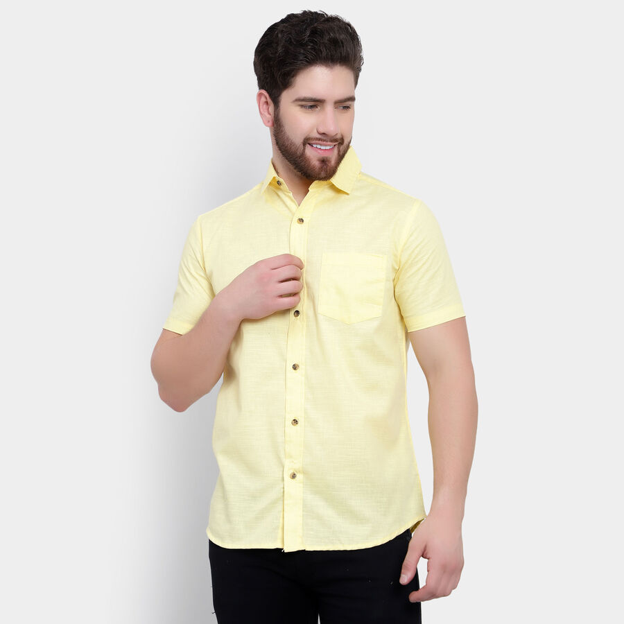 Cotton Solid Casual Shirt, Yellow, large image number null