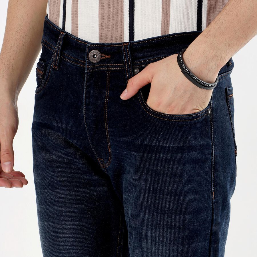 Men's Dark Indigo Skinny Fit Stretchable Jeans, गहरा नीला, large image number null