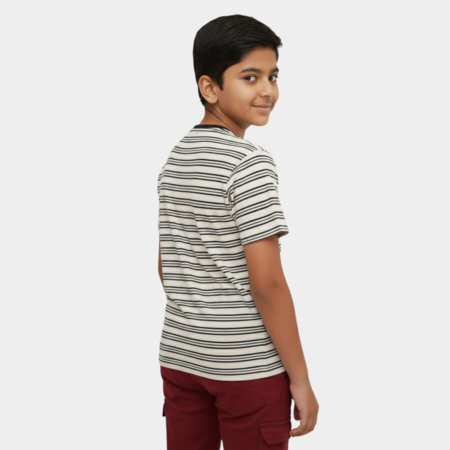 Boys' Olive Green Crew Neck Graphic Printed T-Shirt, ओलिव, large