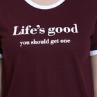 Ladies' Round Neck T-Shirt , वाइन, small image number null