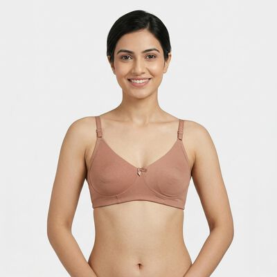 Women's Brown Cotton Blend Wireless Full Coverage Bra