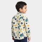 Boys Cream Cotton Long Sleeve Collar Shirt, ऑफ व्हाइट, small