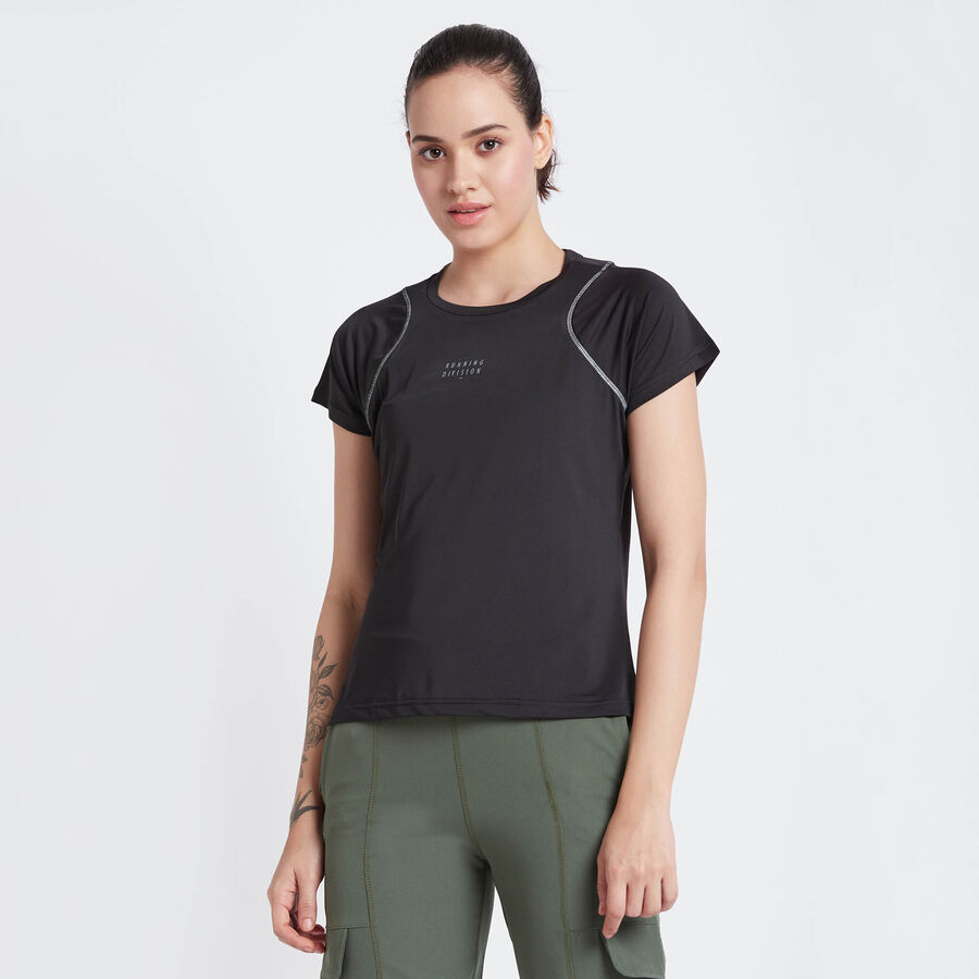Solid Round Neck T-Shirt, Black, large image number null