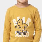 Boys Mustard Cotton Blend Round Neck Regular Boys T-Shirt, Mustard, small